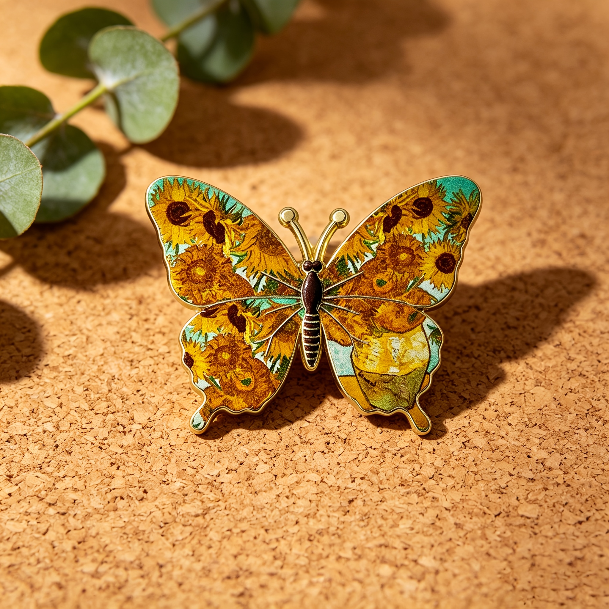 Van Gogh 'Sunflowers' Butterfly Metal Enamel Pin